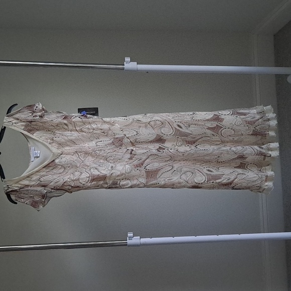 Luciano Dante Pretty Baby dress, size 14, cream color with light pink and brown - Picture 1 of 6